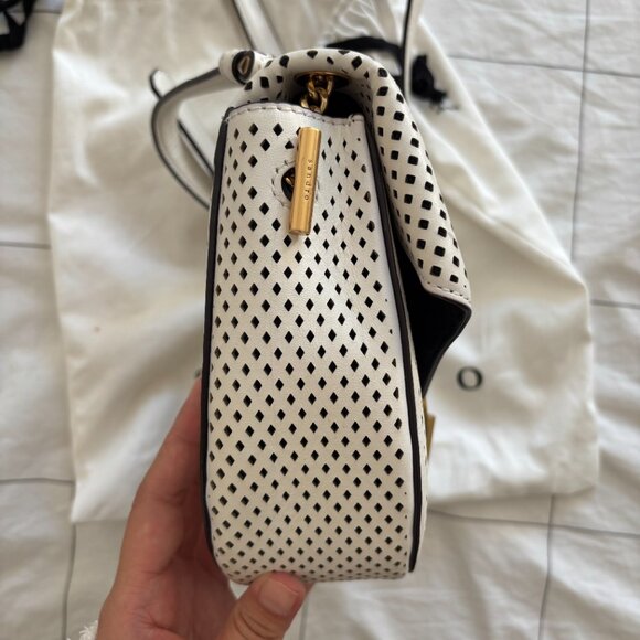 Sandro Pepita White Leather Perforated Shoulder Bag - Picture 10 of 13